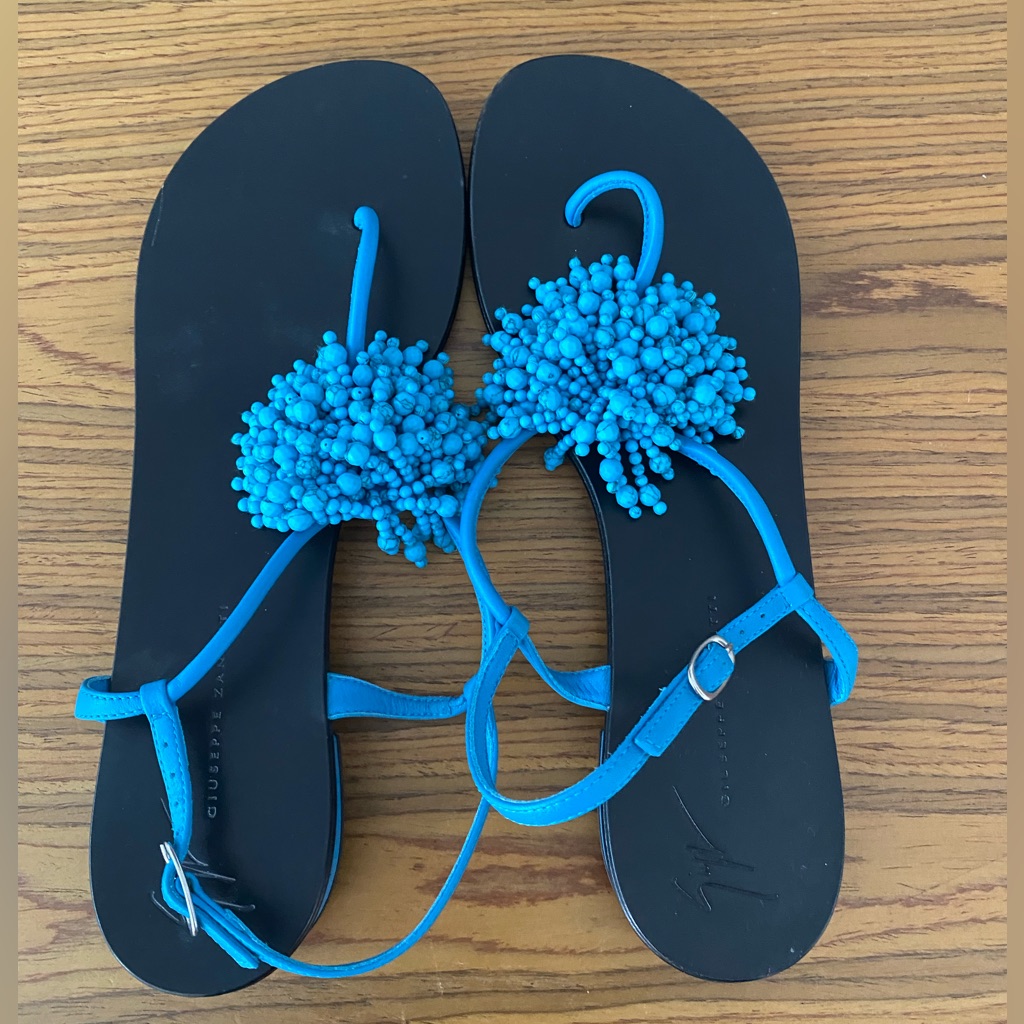Giuseppe Zanotti Sandals With Faux Turquoise Beads